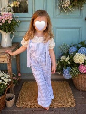 Addie Lou Blue Boutique Stripe Knot Romper - Girls 6/7